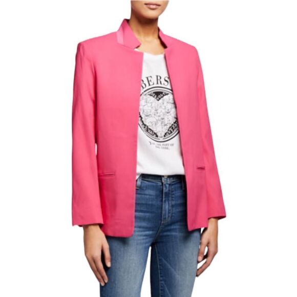 Zadig & Voltaire Jacket Blazer XS Open Front Raspberry Pink $698 Satin Trim - Picture 3 of 15